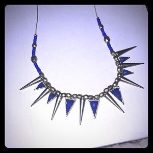 Spiked royal blue and gold necklace